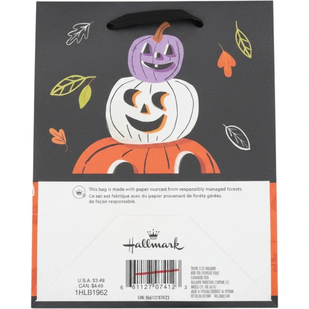 Hallmark Halloween Pumpkins Small Gift Bags Set of 6 Glow in the Dark 1HLB1962